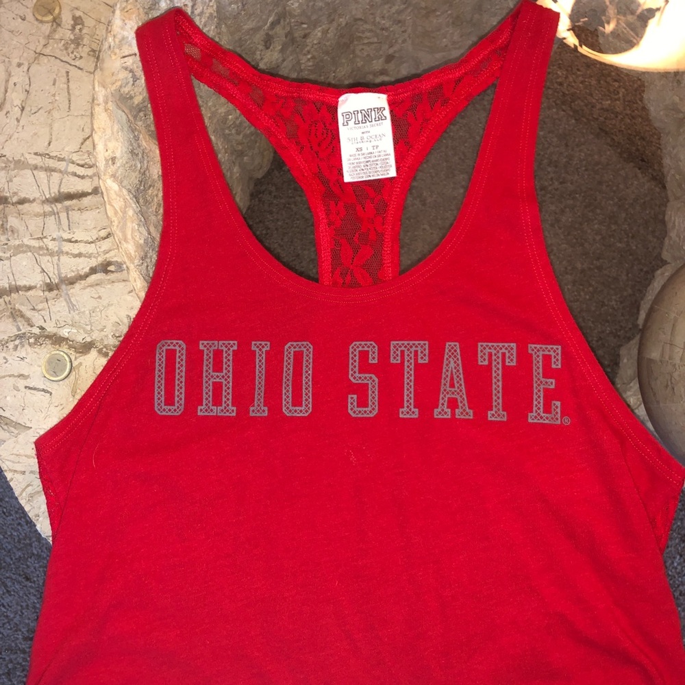PINK Laceback Ohio State Tank Top